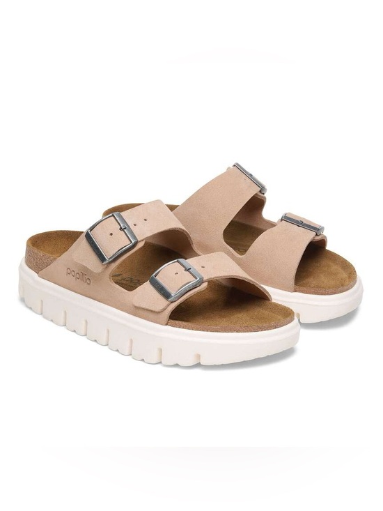 Papillio Shoes - Papillio by Birkenstock Arizona Chunky Suede Platform Slides Sand size 37 Narrow